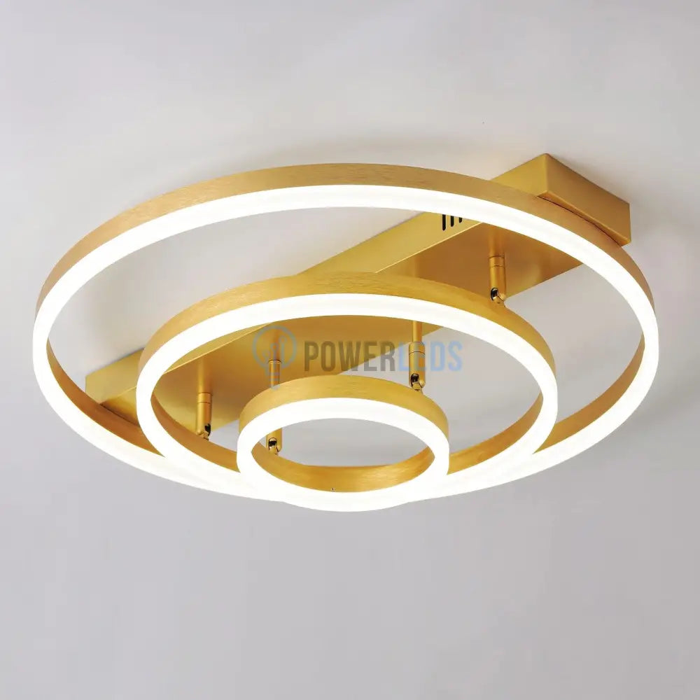 Lustra LED Gold 3 Rings Reglabile Echivalent 800W Telecomanda powerleds.ro