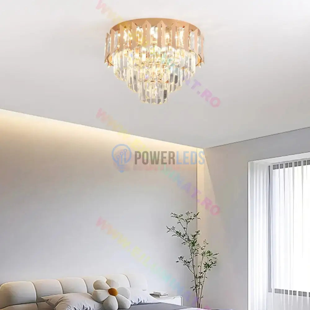 Lustra Led Gold Shine Cristal Echivalent 400W Montaj Aplicat/Suspendat Lighting Fixtures