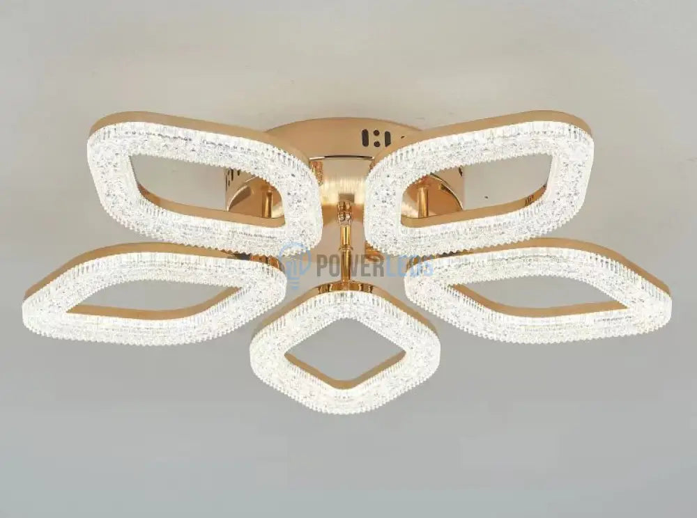 Lustra Led Golden 5 Diamonds Echivalent 400W Telecomanda Lighting Fixtures