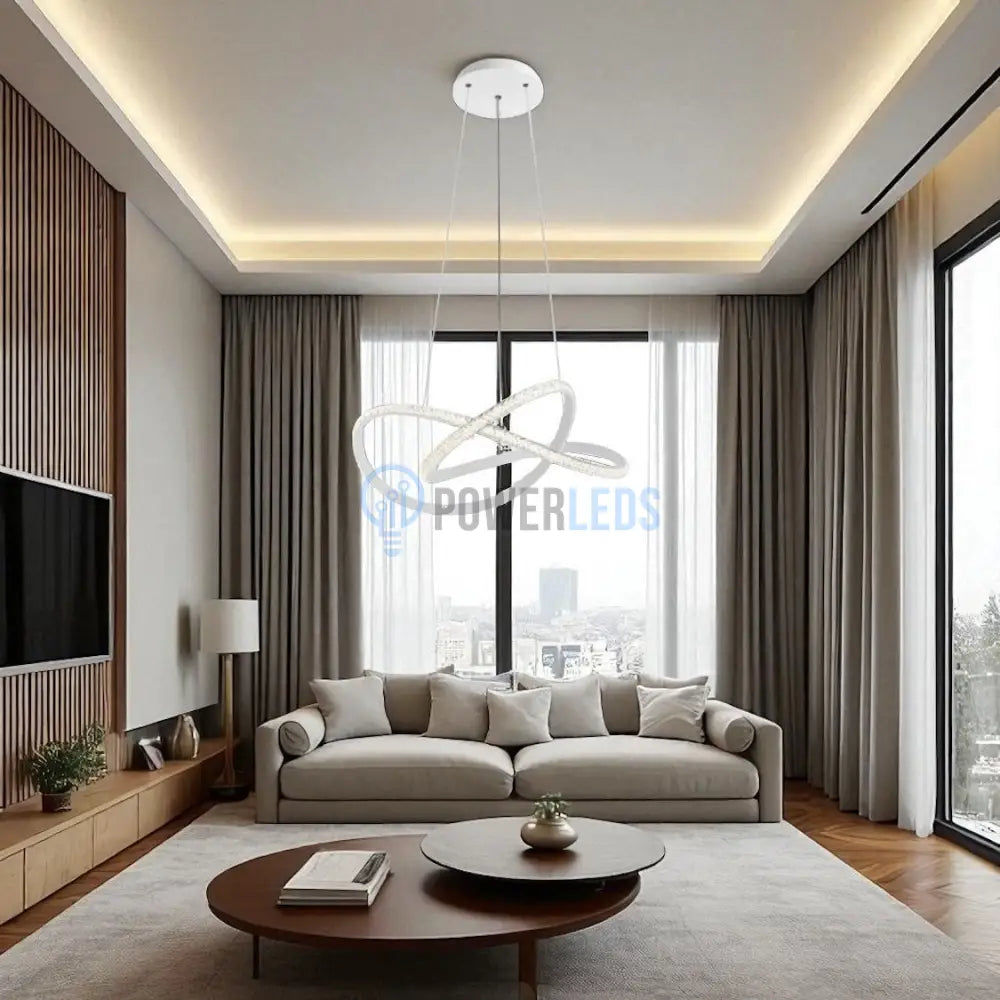Lustra LED Clivora Circle Black Suspendata Echivalent 500W Telecomanda powerleds.ro