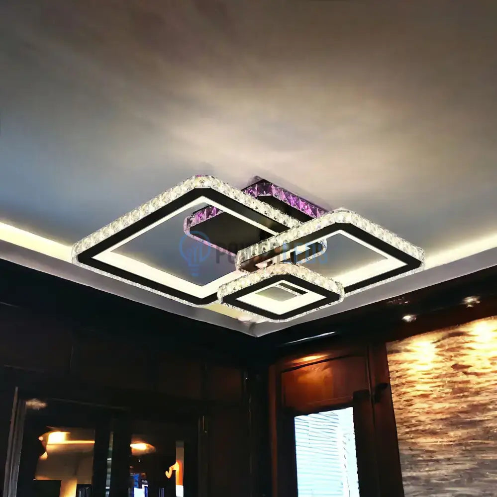 Lustra Led Kalista Black Cristal Rgb Echivalent 500W Chandeliers Crystal