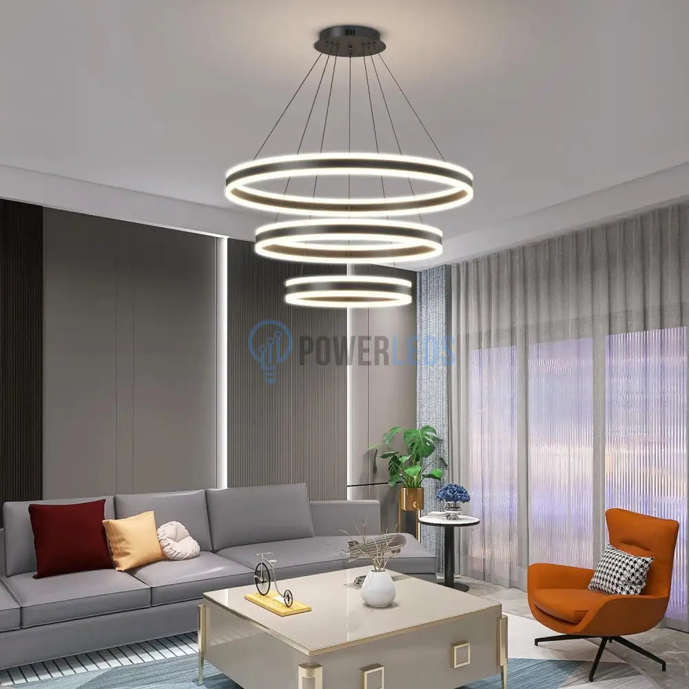 Lustra Led 308W King Black 3 Segmente Telecomanda Lighting Fixtures