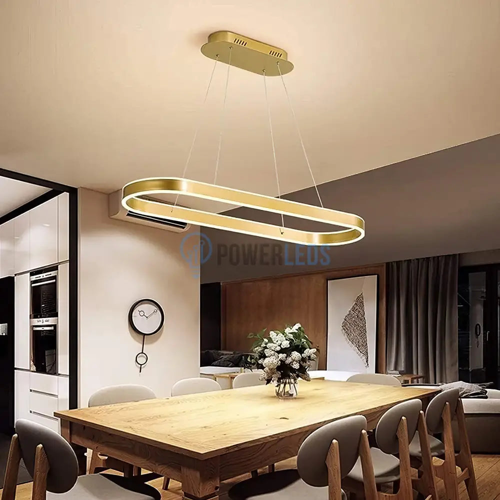 Lustra LED KING Gold 1 Segment Oval 120W cu Telecomanda SE-P3211-GD AURIE / 80CM / SUSPENDATE Lighting Fixtures