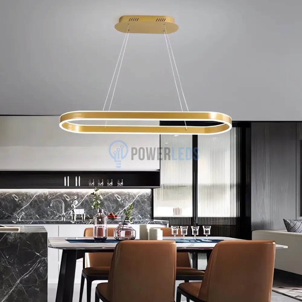 Lustra LED KING Gold 1 Segment Oval 120W cu Telecomanda SE-P3211-GD AURIE / 80CM / SUSPENDATE Lighting Fixtures