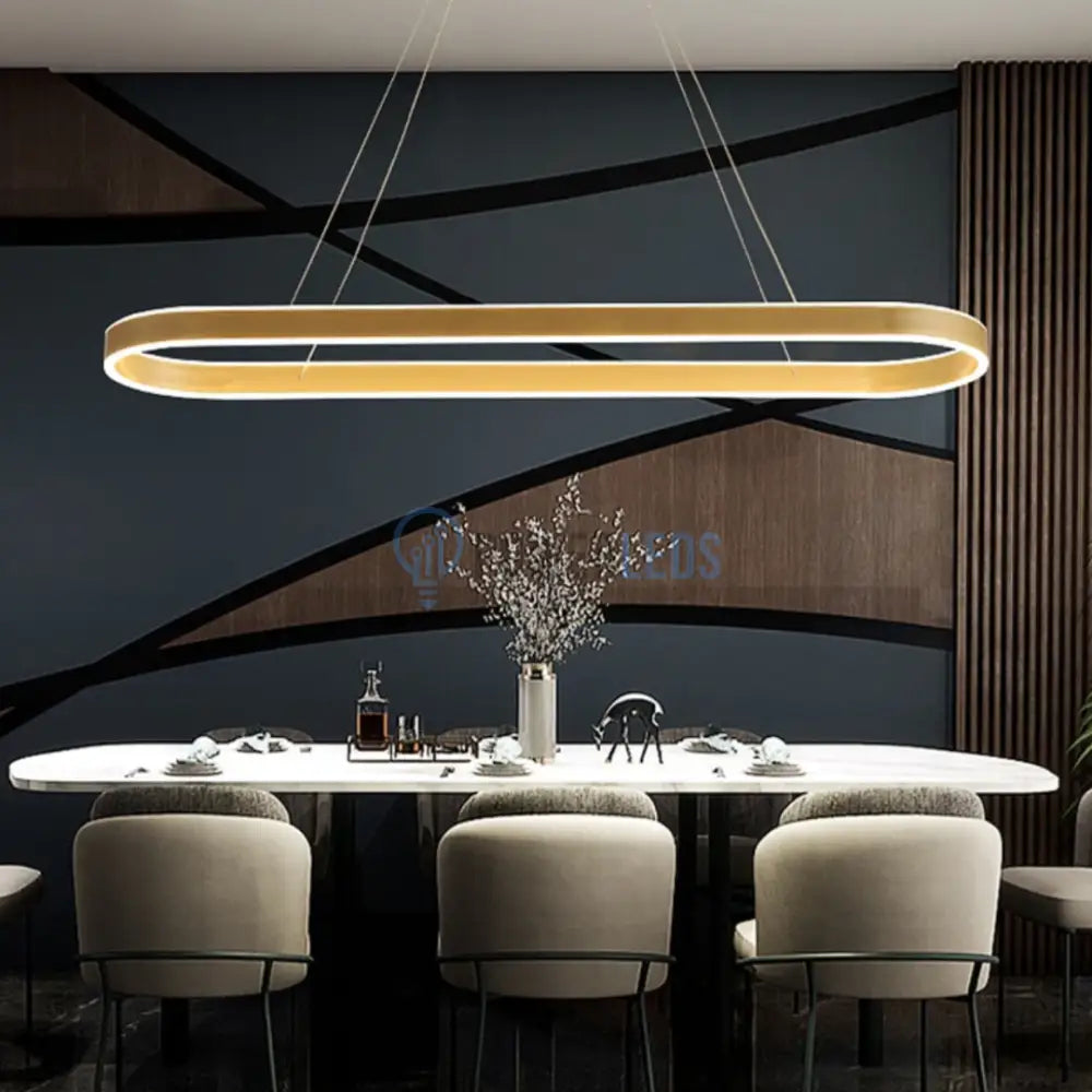 Lustra LED KING Gold 1 Segment Oval 120W cu Telecomanda SE-P3211-GD AURIE / 80CM / SUSPENDATE Lighting Fixtures