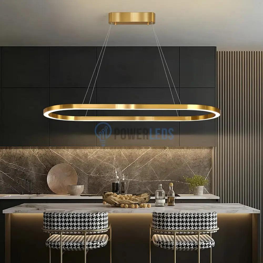 Lustra LED KING Gold 1 Segment Oval 120W cu Telecomanda SE-P3211-GD AURIE / 80CM / SUSPENDATE Lighting Fixtures