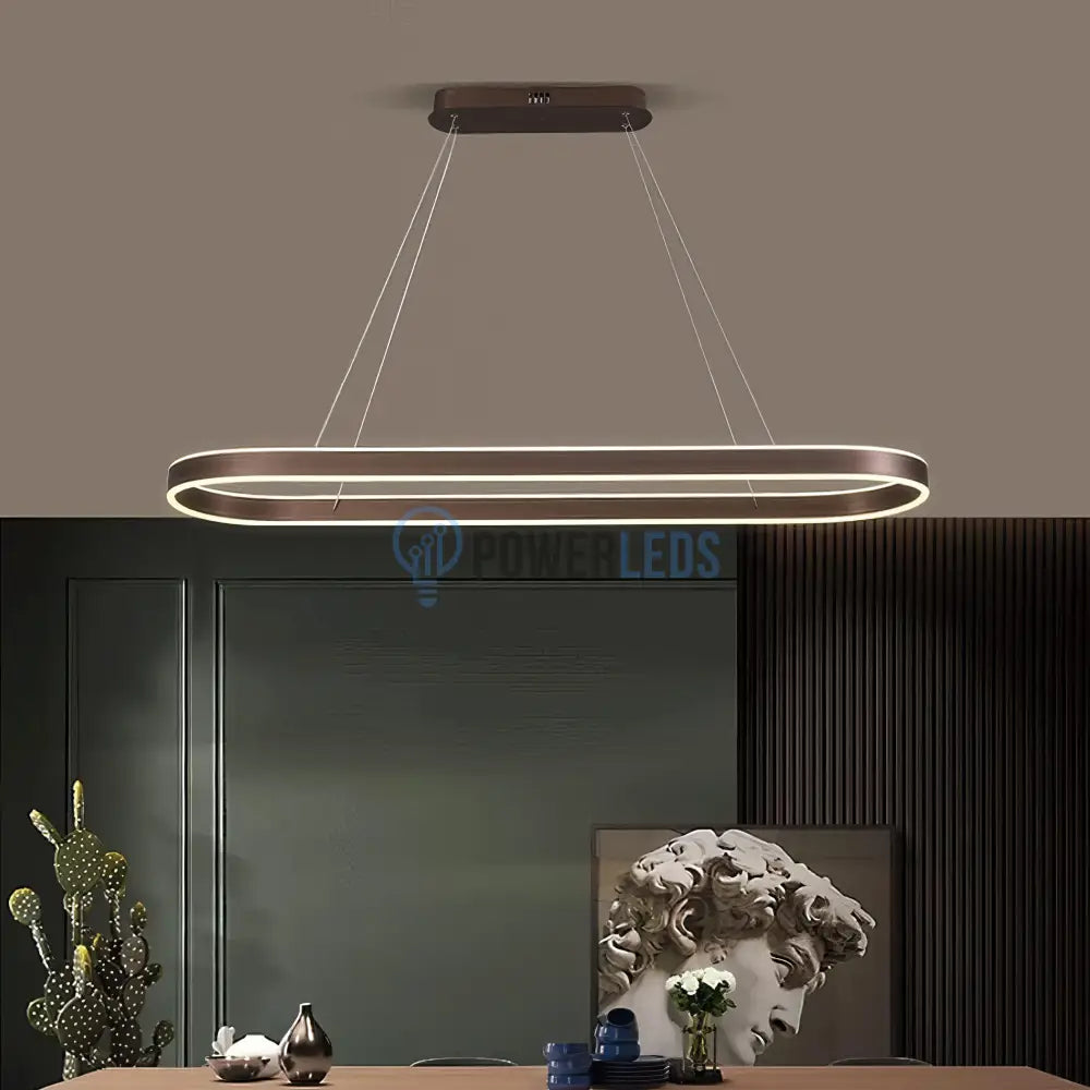 Lustra LED KING OVAL WENGE 1 Segment 120W cu Telecomanda SE-P3211-CF BROWN / 80CM / SUSPENDATE Lighting Fixtures