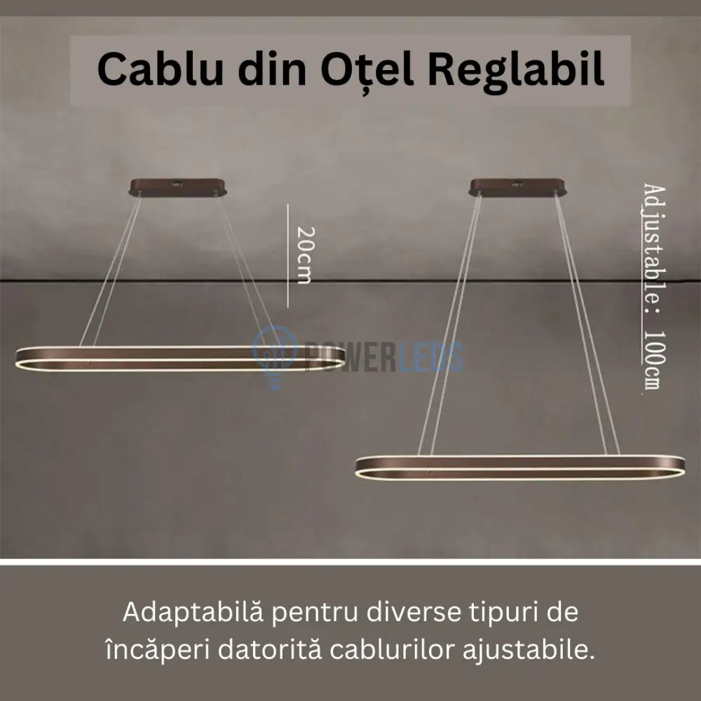 Lustra LED KING OVAL WENGE 1 Segment 120W cu Telecomanda SE-P3211-CF BROWN / 80CM / SUSPENDATE Lighting Fixtures