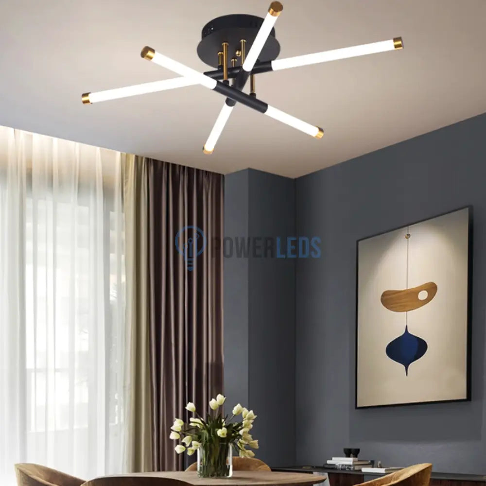 Lustra Led Linnes Style Black + Gold Echivalent 250W Telecomanda