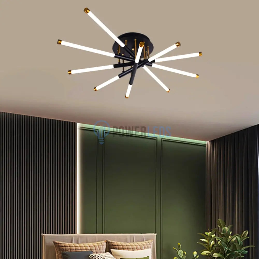 Lustra Led Linnes Style Black + Gold Echivalent 400W Telecomanda
