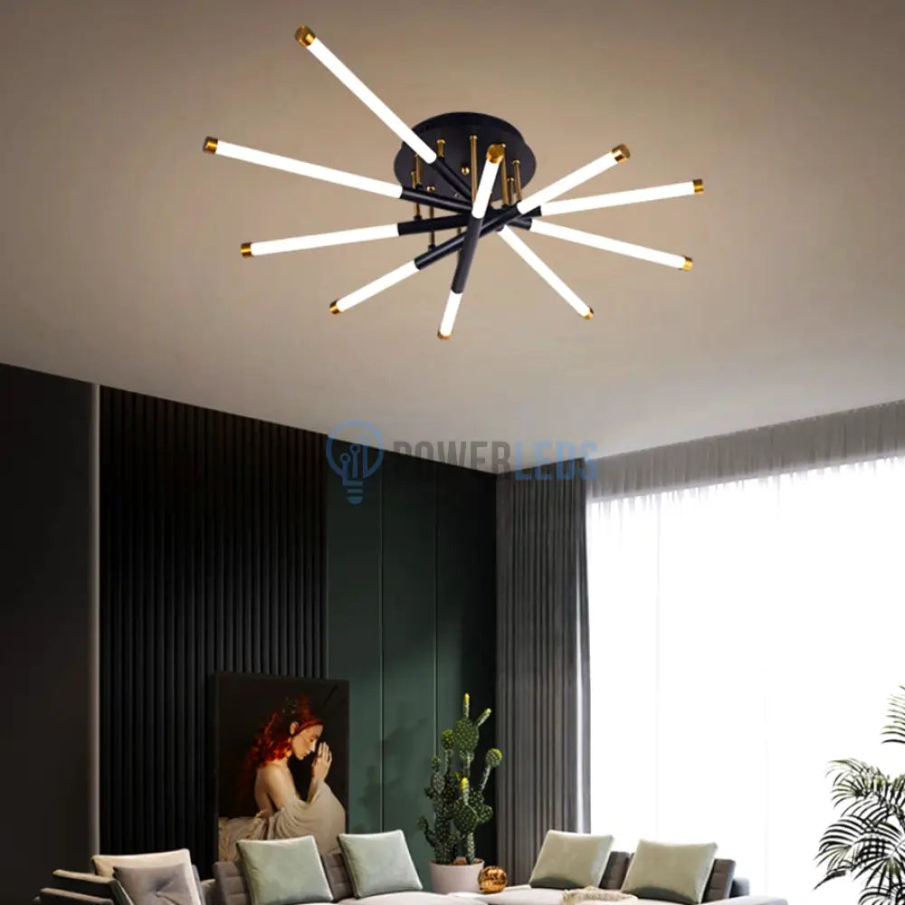 Lustra Led Linnes Style Black + Gold Echivalent 400W Telecomanda