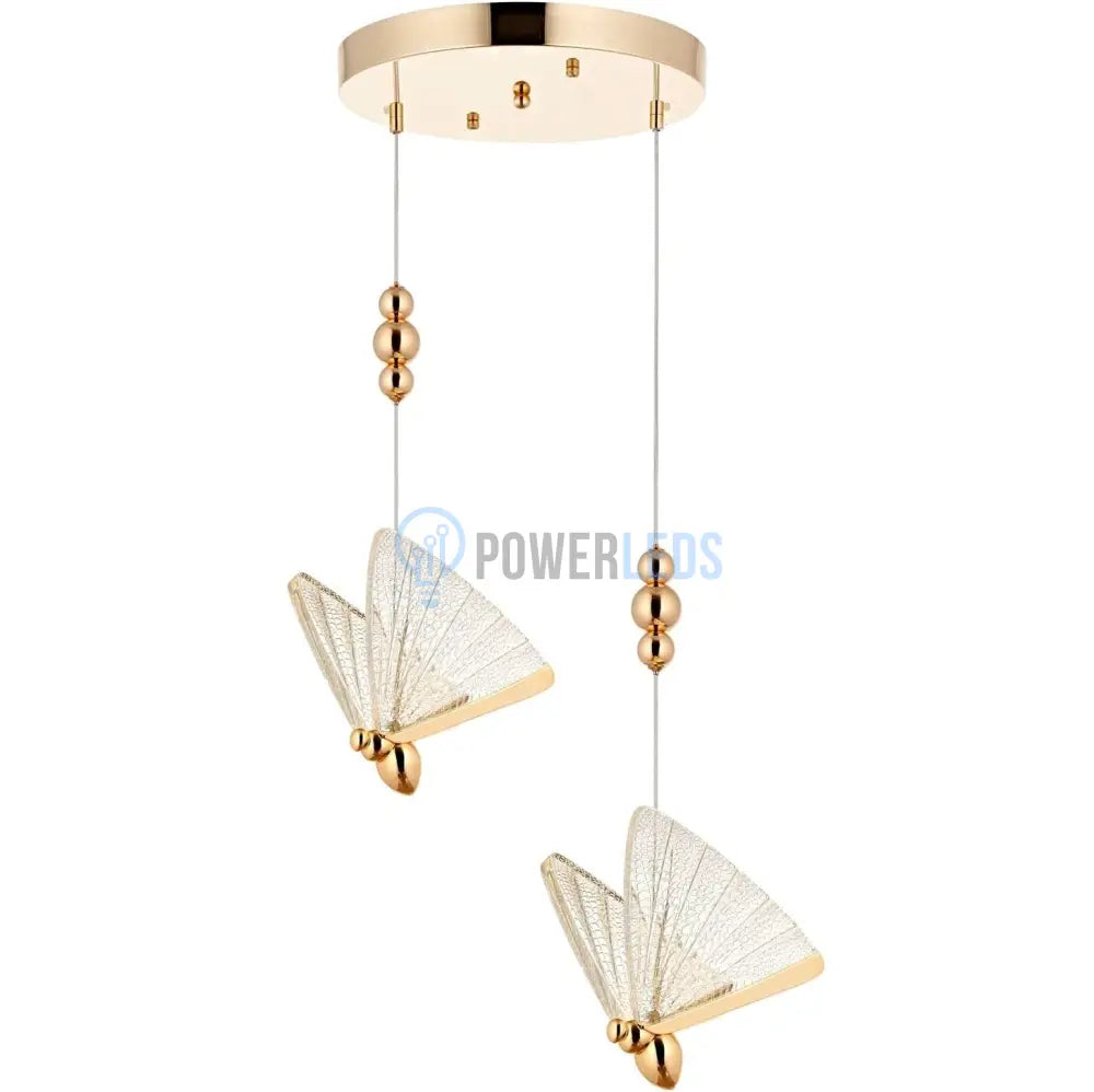Lustra Led Luxury 2 Golden Butterflies Lighting Fixtures