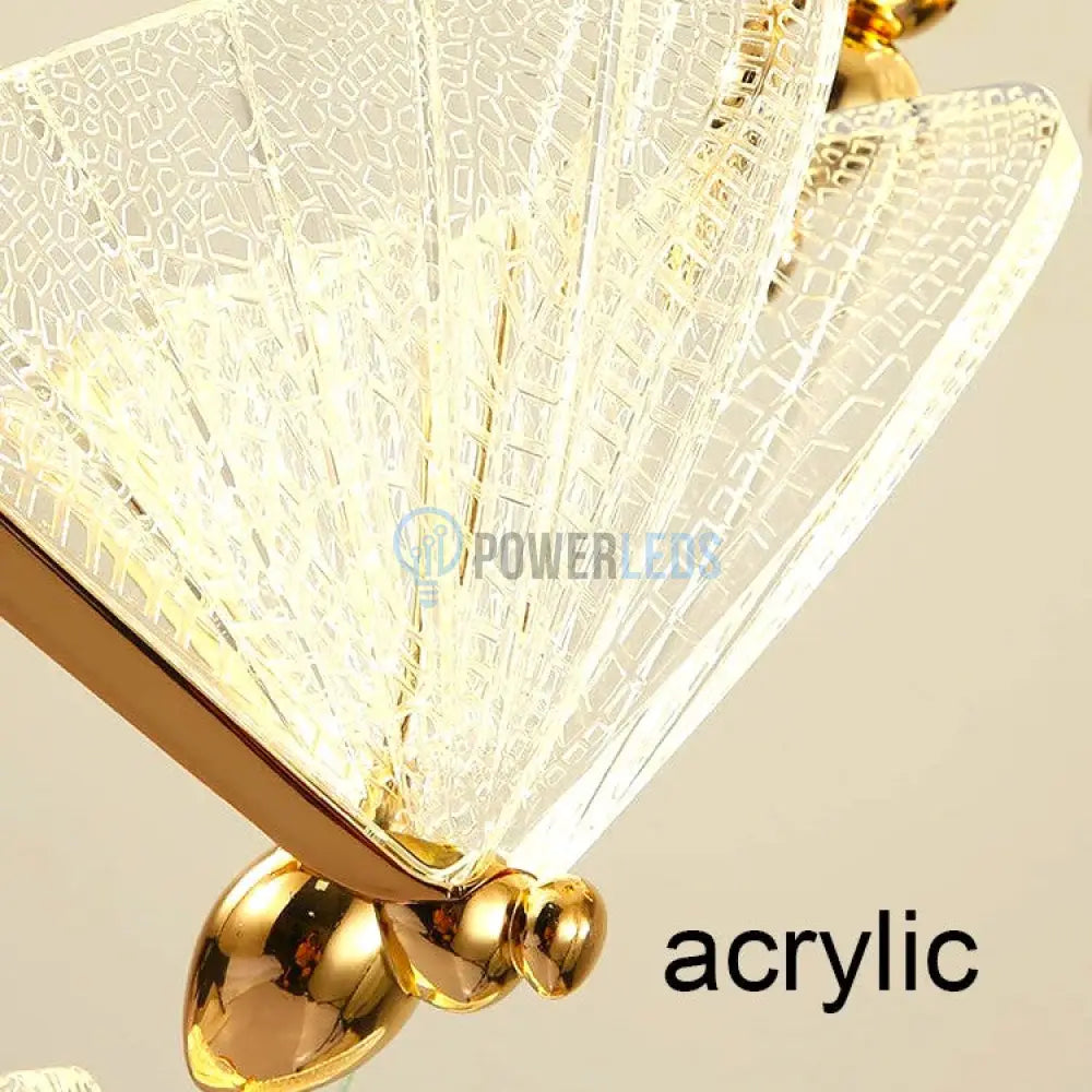 Lustra Led Luxury 5 Golden Butterflies Lighting Fixtures