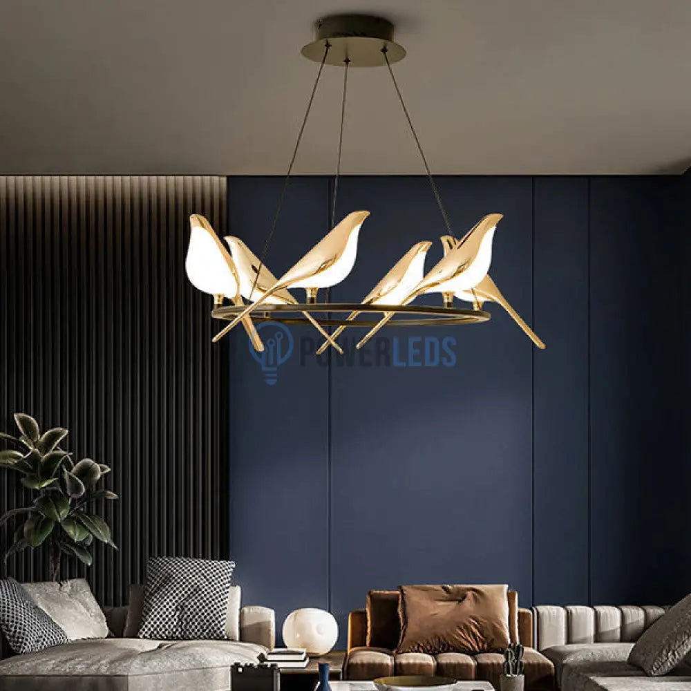Lustra Led Luxury 6 Golden Swallow Lighting Fixtures