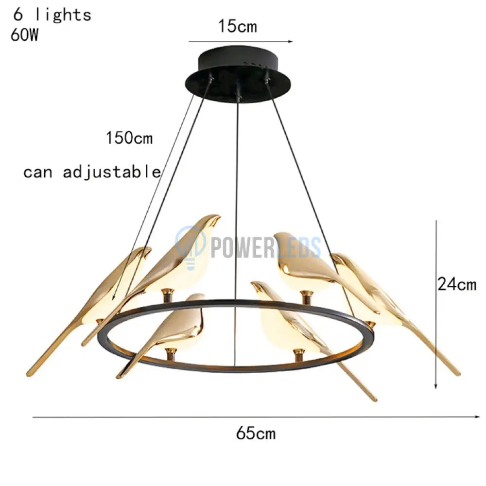 Lustra Led Luxury 6 Golden Swallow Lighting Fixtures