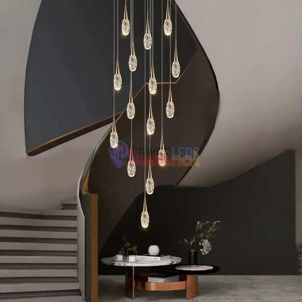 Lustra LED Luxury Crystal Golden Drops powerleds.ro