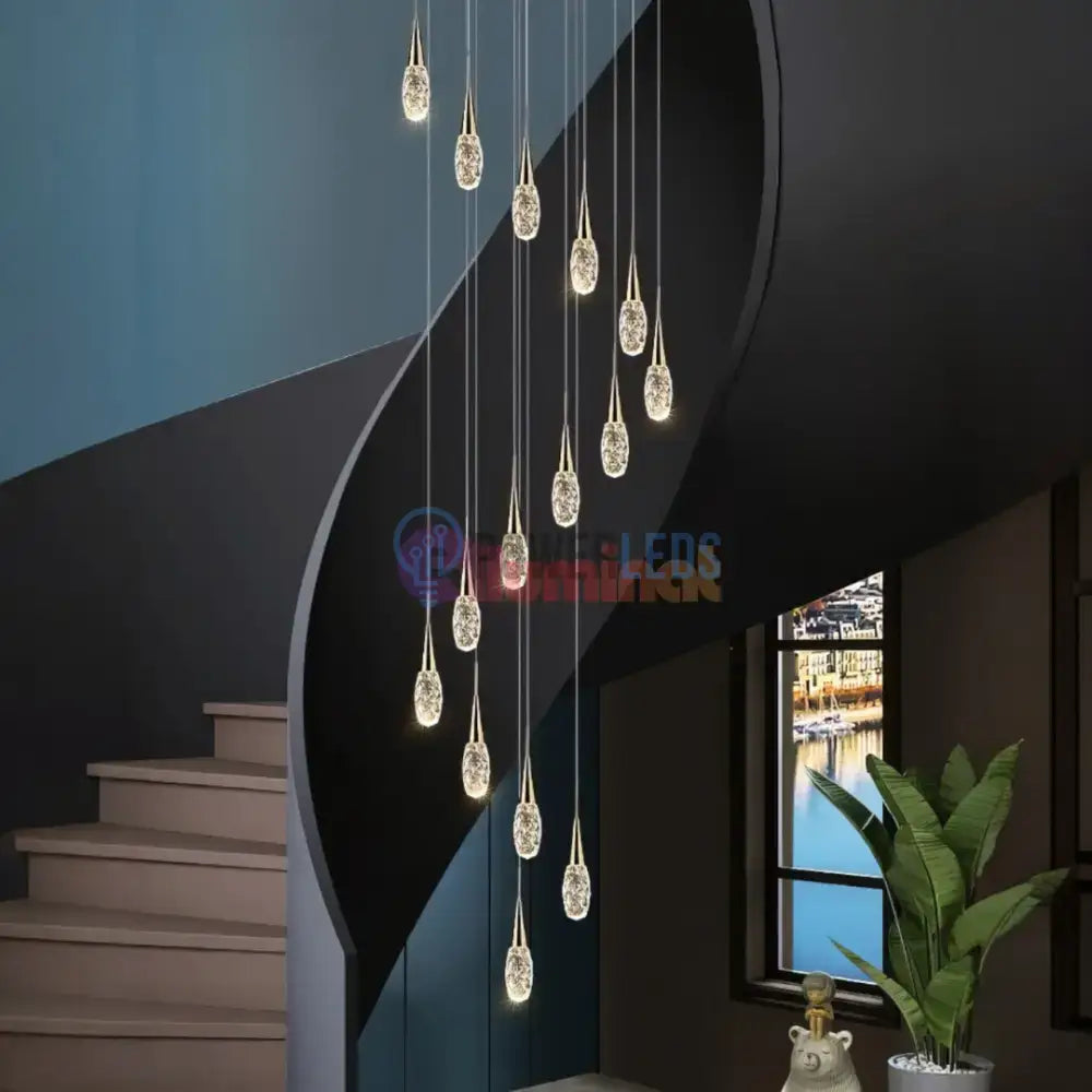 Lustra LED Luxury Crystal Golden Drops powerleds.ro
