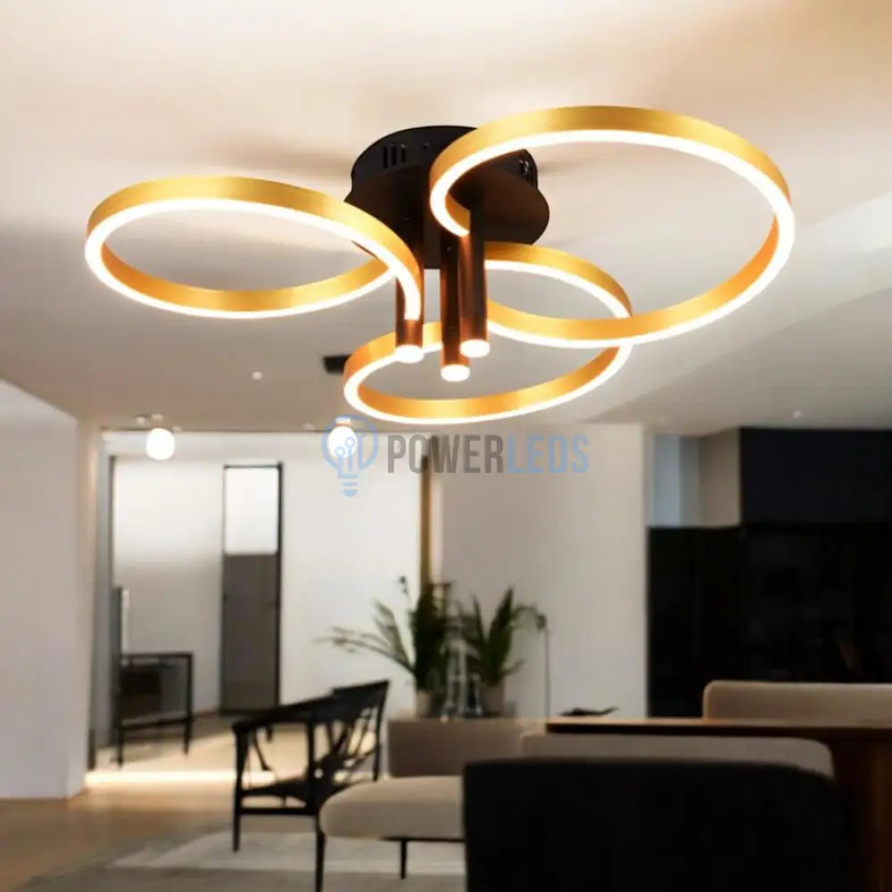 Lustra LED Luxury ShineShift Black+Gold Echivalent 500W powerleds.ro
