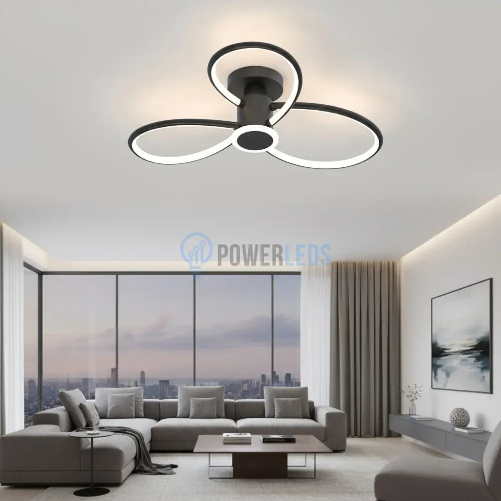 Lustra LED Lymon Neagra Echivalent 480W Telecomanda NEAGRA Lighting Fixtures