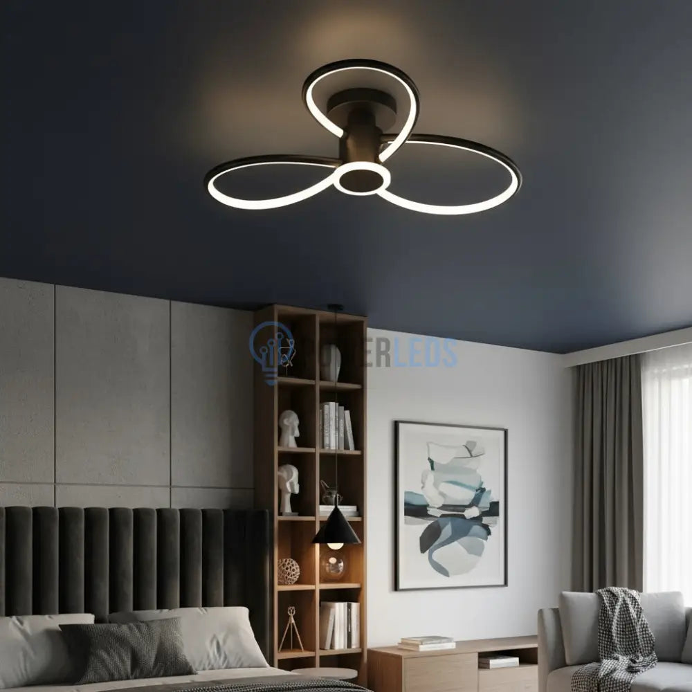 Lustra LED Lymon Neagra Echivalent 480W Telecomanda NEAGRA Lighting Fixtures