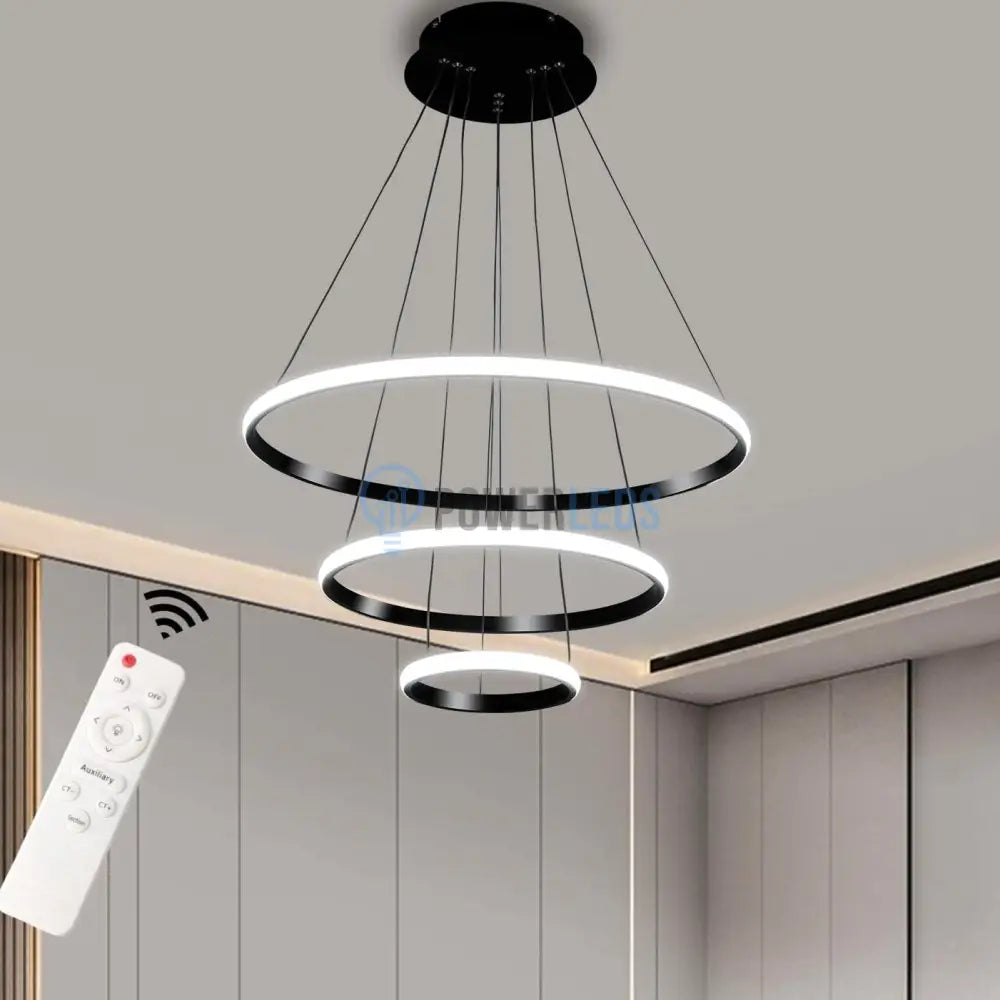 Lustra Led 144W Mamba Black 3 Segmente Telecomanda Lighting Fixtures