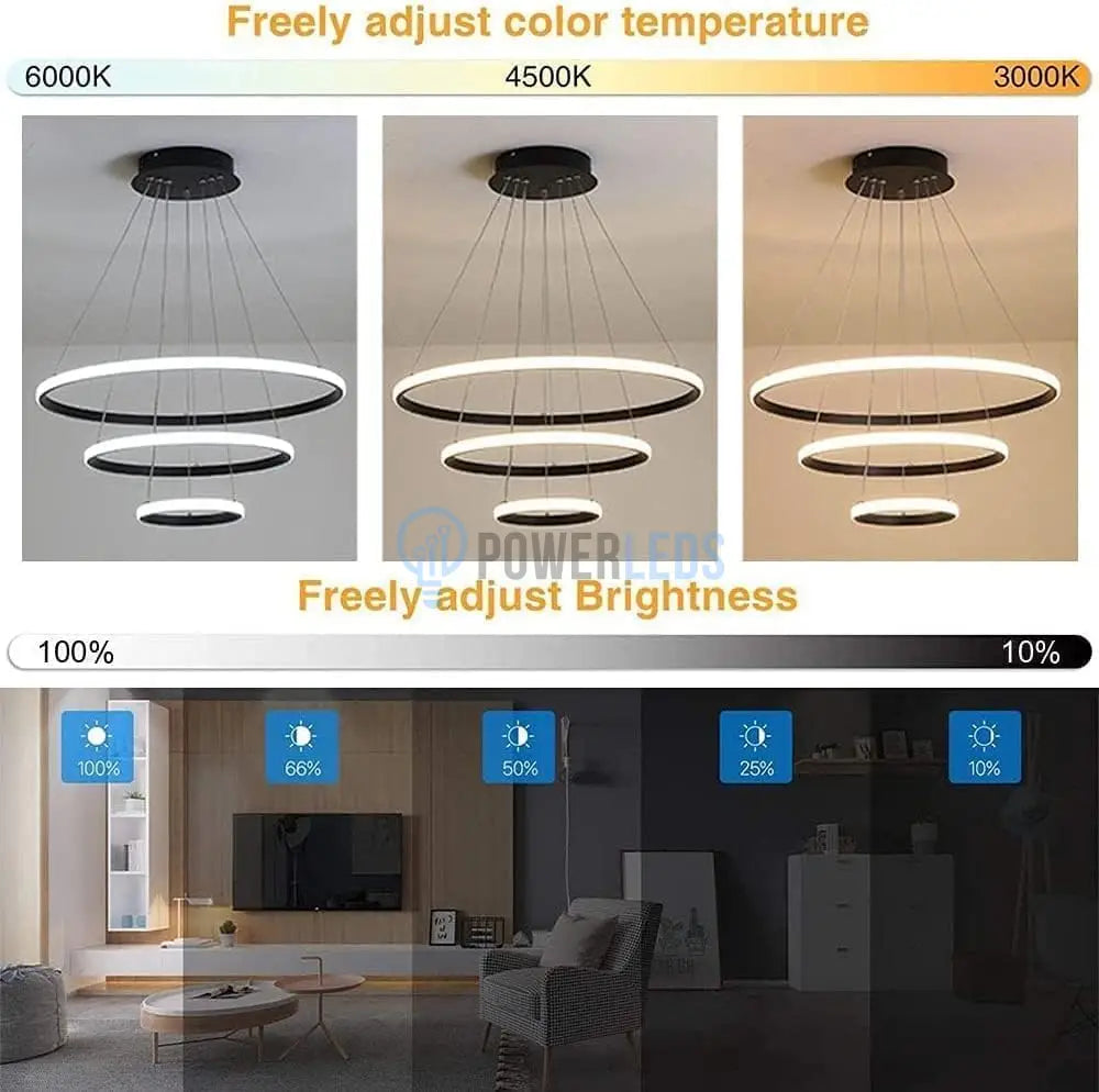 Lustra Led 144W Mamba Black 3 Segmente Telecomanda Lighting Fixtures