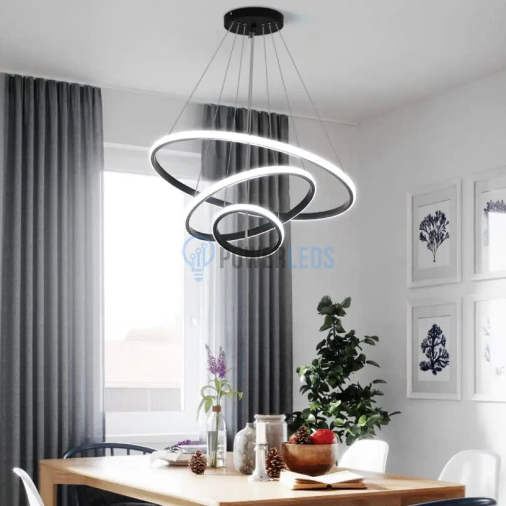 Lustra Led Mamba Black 3 Segmente Echivalent 600W Telecomanda Lighting Fixtures
