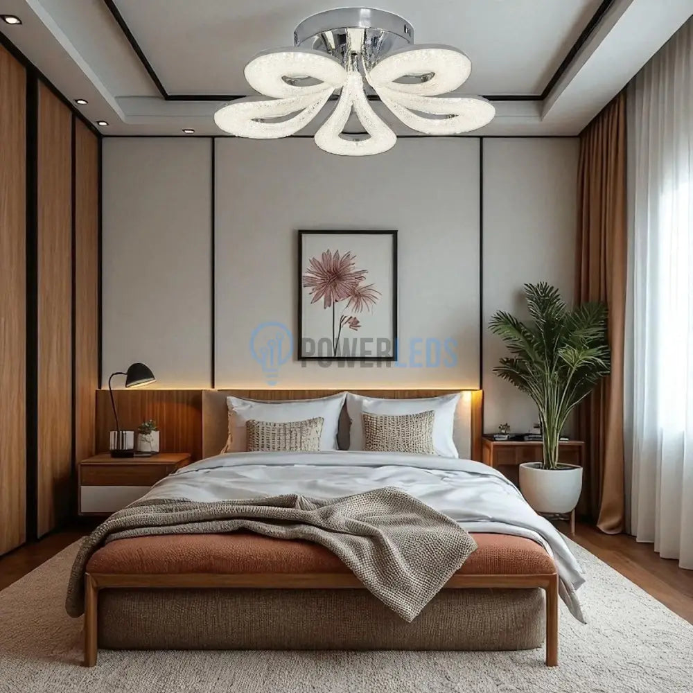 Lustra LED MARLO Chrome Echivalent 400W Telecomanda ARGINTIE / MINIMALIST DESIGN / 50CM Lighting Fixtures