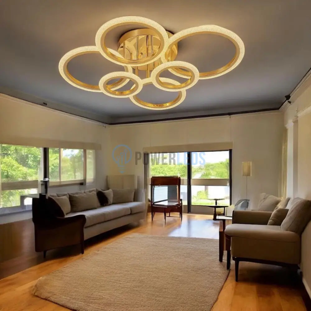 Lustra LED Maxi Brevia Gold 4 + 2 Circle Echivalent 800W AURIE / CIRCLE DESIGN Lighting Fixtures