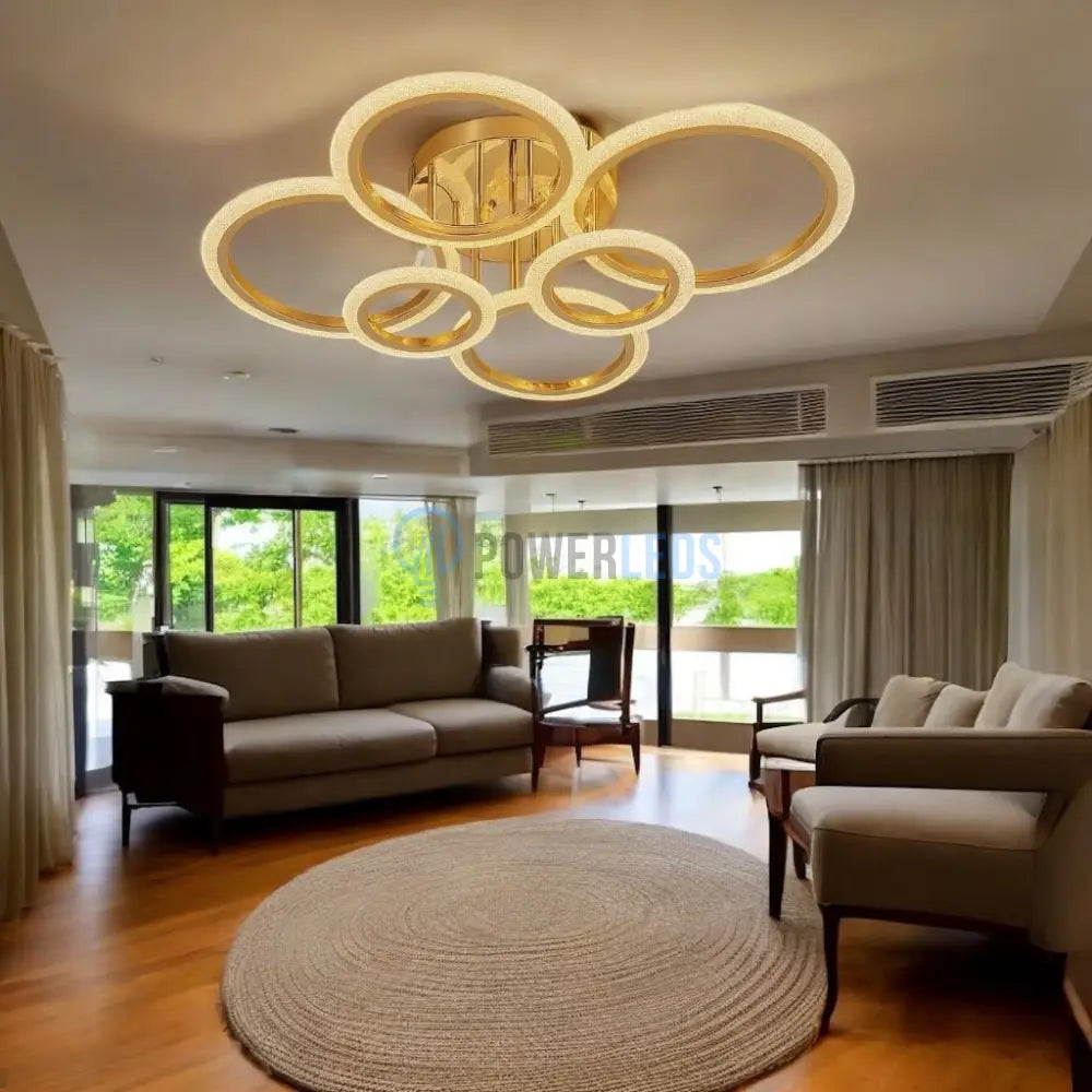 Lustra LED Maxi Brevia Gold 4 + 2 Circle Echivalent 800W AURIE / CIRCLE DESIGN Lighting Fixtures