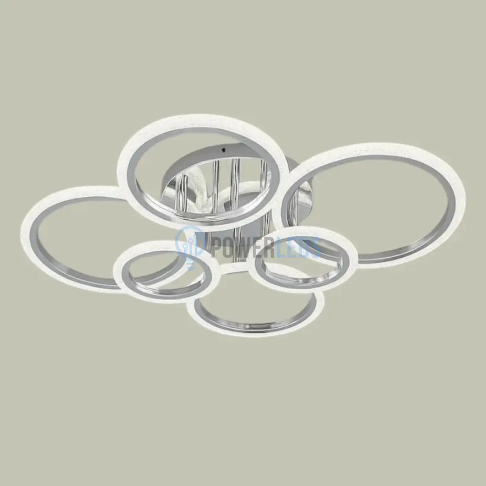 Lustra LED Maxi Brevia Silver 4 + 2 Circle Echivalent 800W ARGINTIE / CIRCLE DESIGN Lighting Fixtures