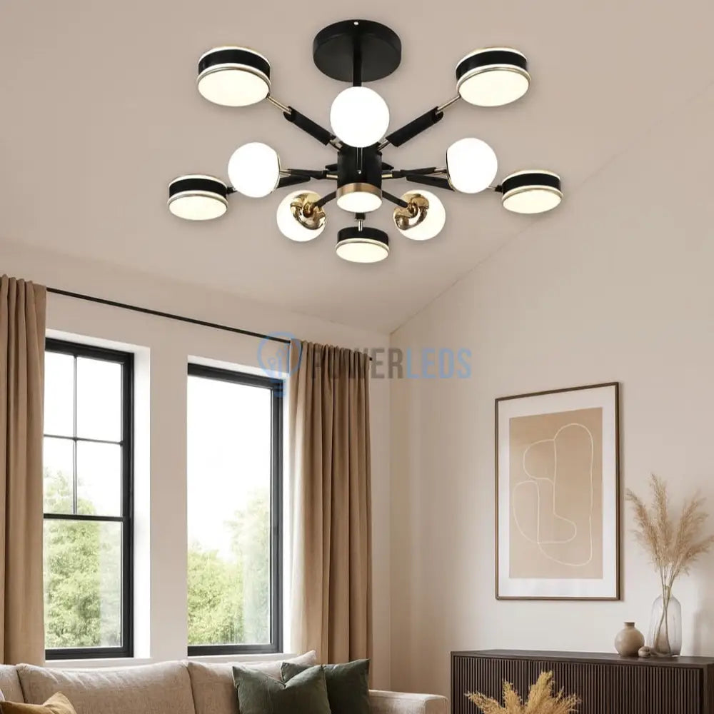 Lustra LED Maxi Fenora Black Echivalent 500W Telecomanda powerleds.ro