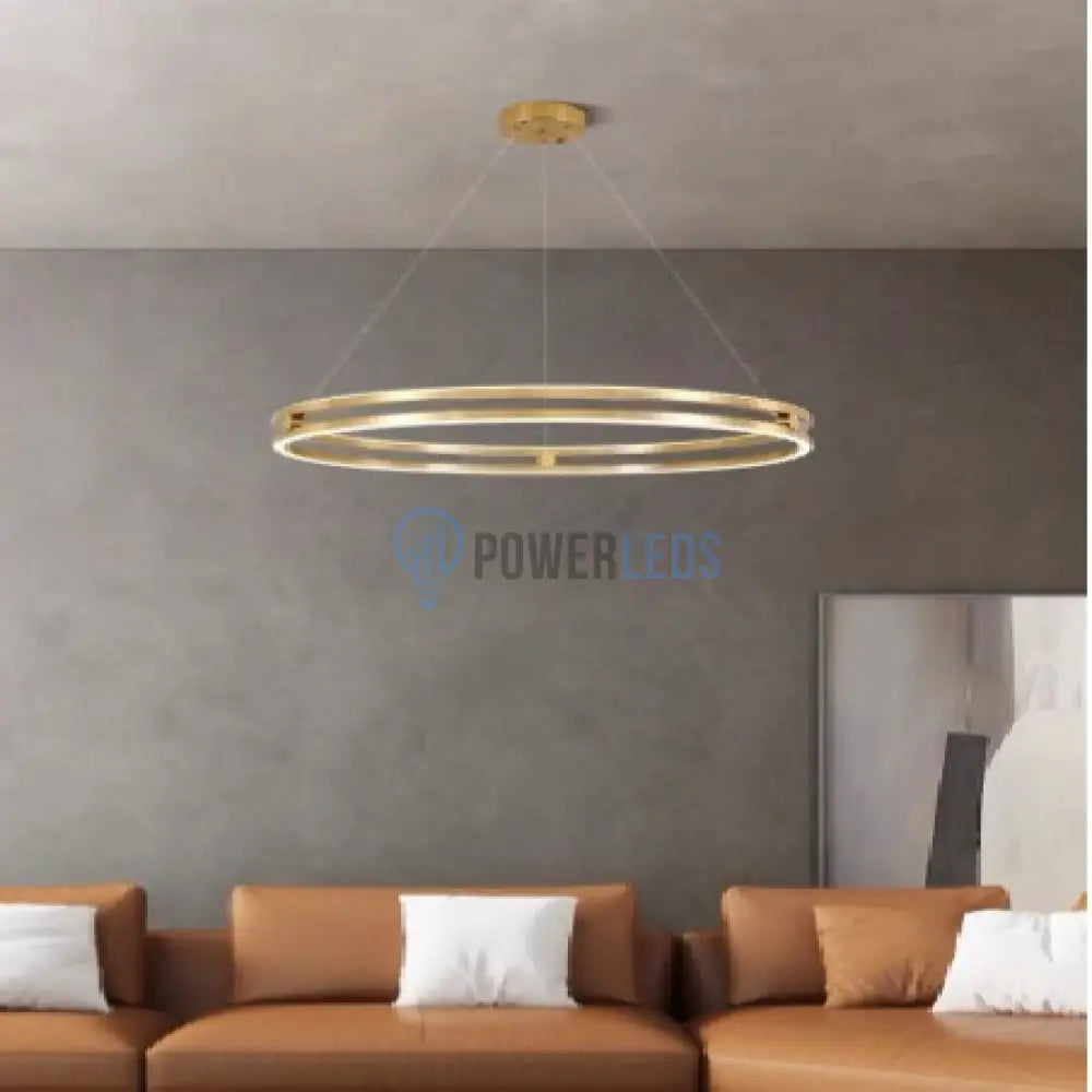Lustra LED Maxi Ring Gold Suspendata Echivalent 800W Telecomanda powerleds.ro