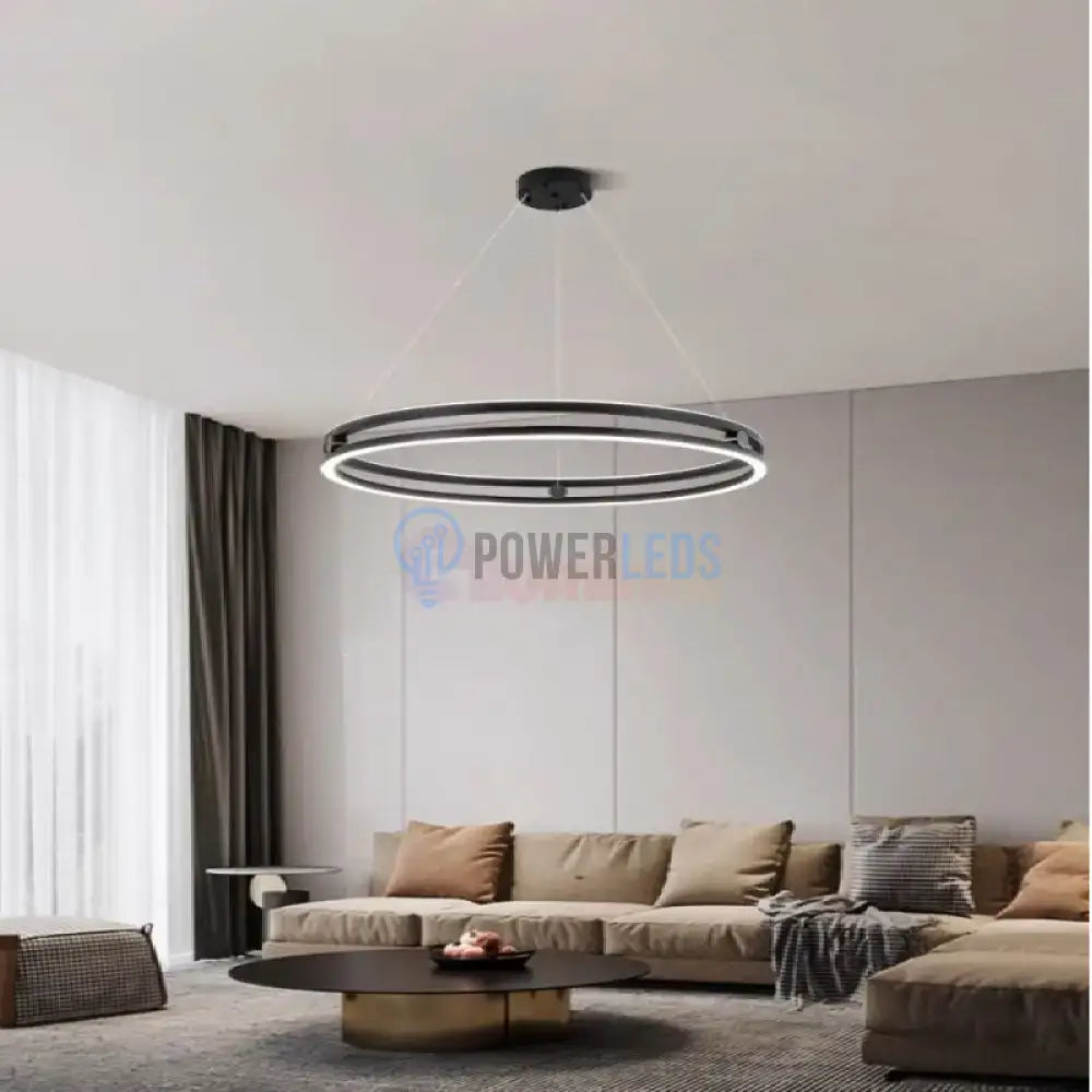 Lustra LED Maxi Ring Neagra Suspendata Echivalent 800W Telecomanda NEAGRA / SUSPENDATE / 60CM Lighting Fixtures