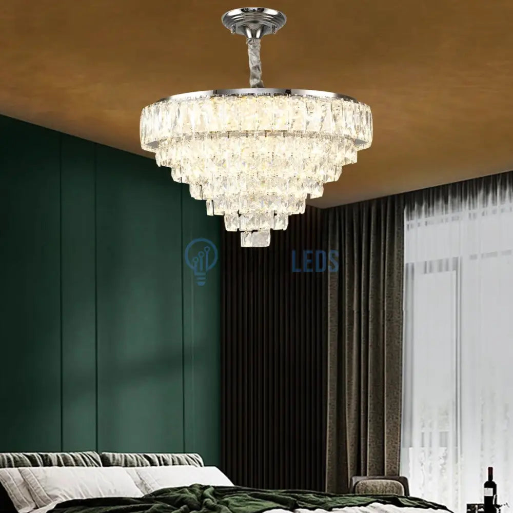 Lustra Led Memphis 50Cm Cristal Echivalent 600W Telecomanda Lighting Fixtures