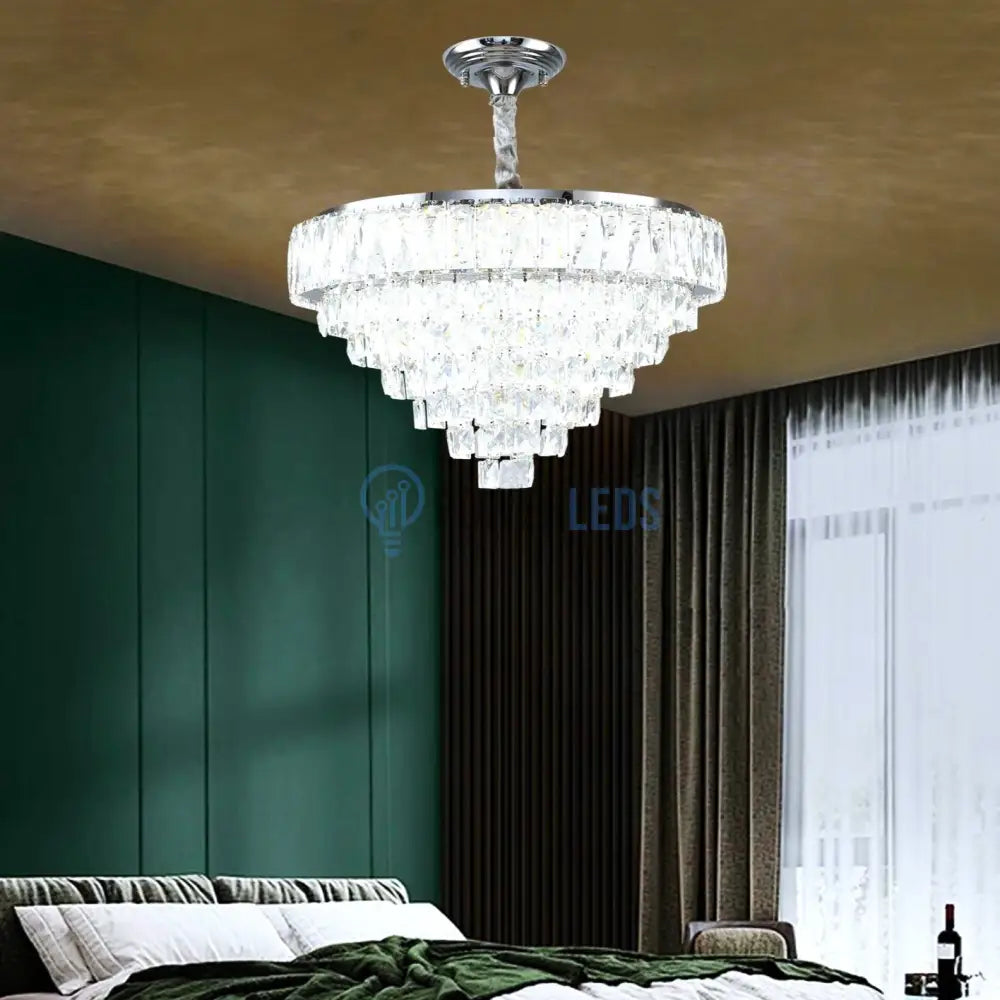 Lustra Led Memphis 50Cm Cristal Echivalent 600W Telecomanda Lighting Fixtures