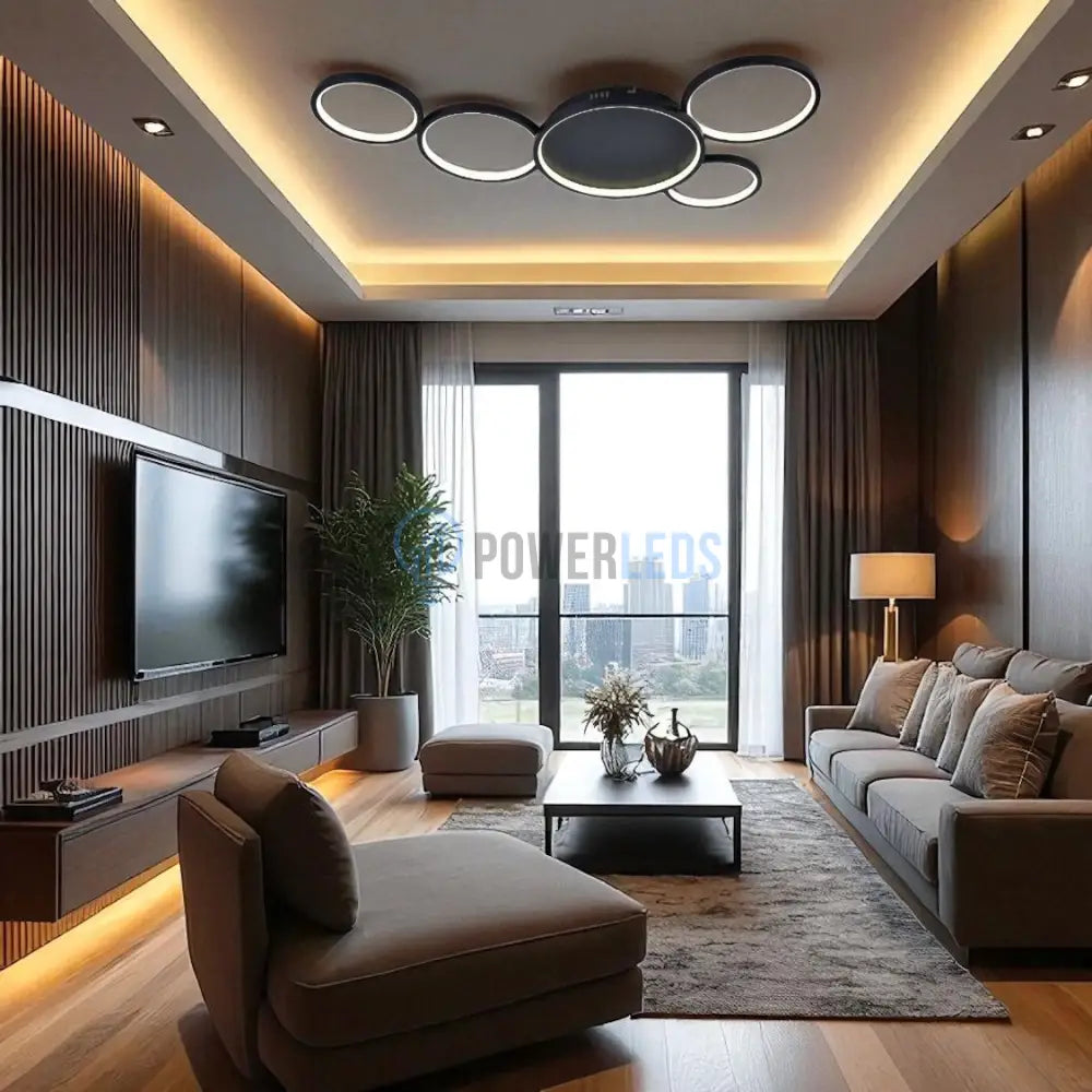 Lustra LED Minara Black Echivalent 600W Telecomanda powerleds.ro