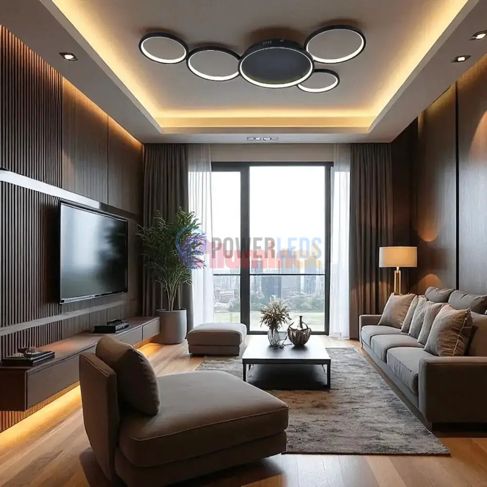 Lustra LED Minara Black Echivalent 600W Telecomanda powerleds.ro