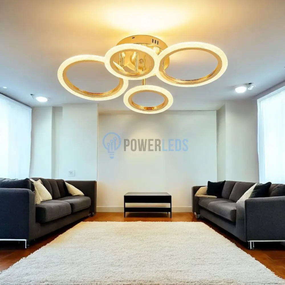 Lustra LED Mini Brevia Gold 2 + 2 Circle Echivalent 400W Telecomanda AURIE / CIRCLE DESIGN Lighting Fixtures