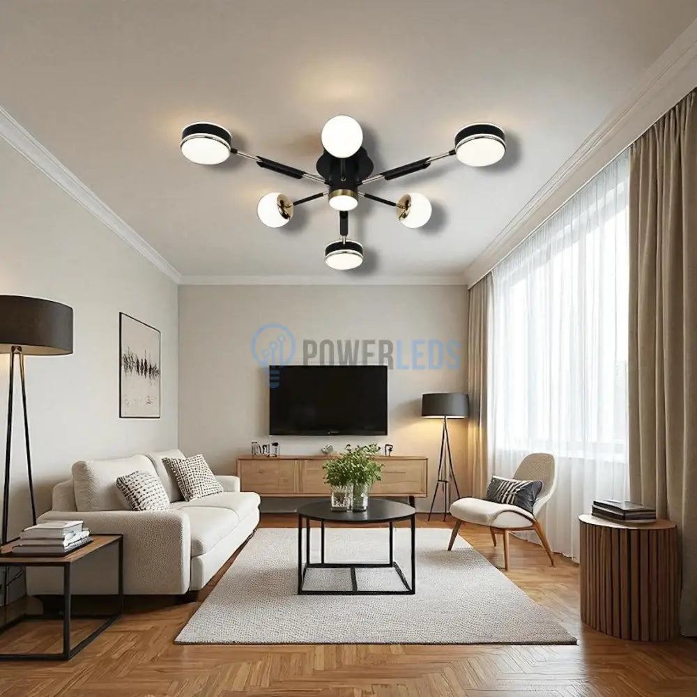 Lustra LED Mini Fenora Black Echivalent 300W Telecomanda powerleds.ro