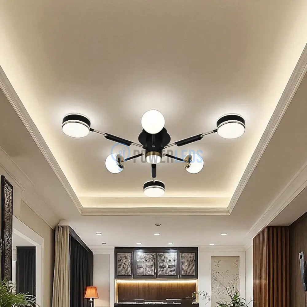 Lustra LED Mini Fenora Black Echivalent 300W Telecomanda powerleds.ro