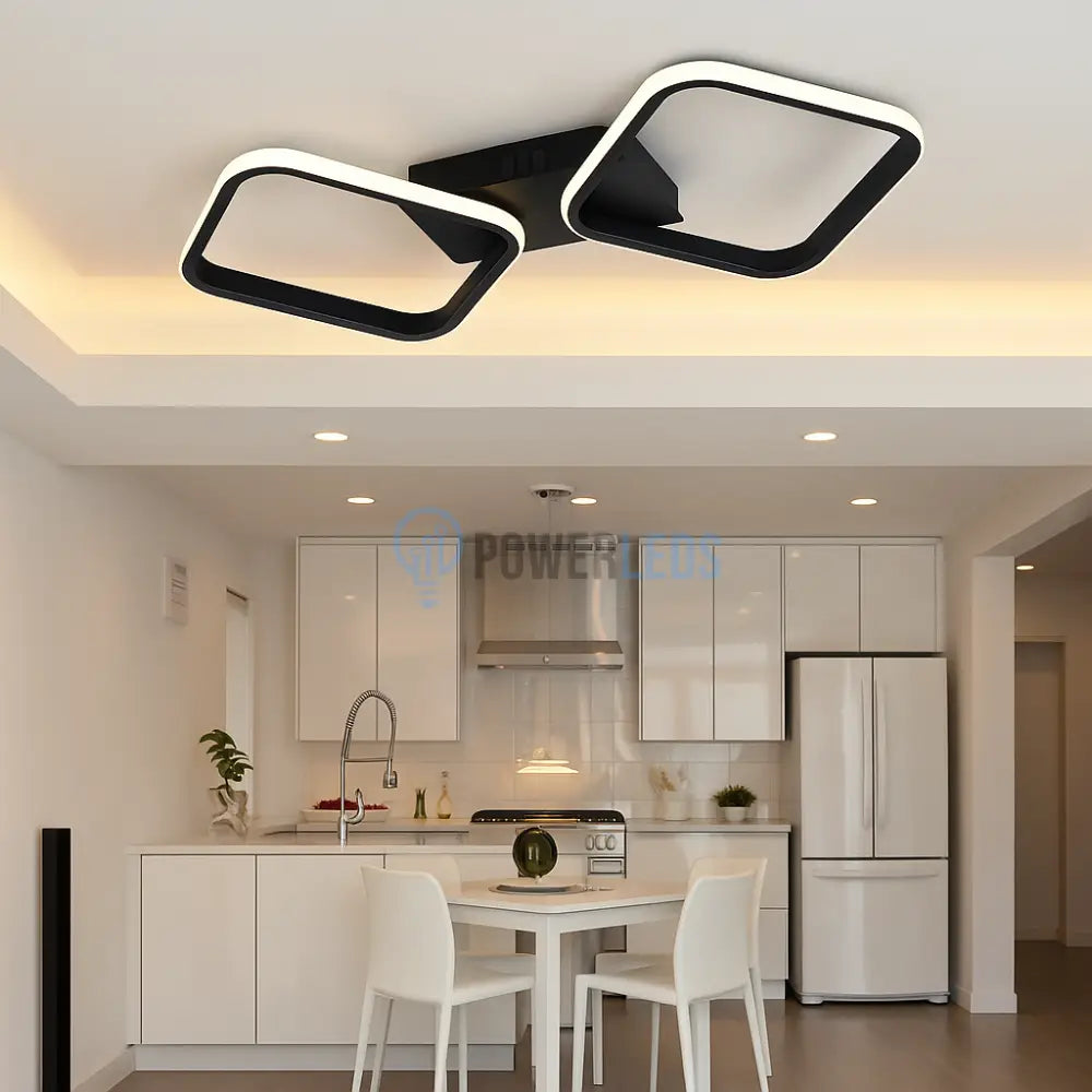 Lustra LED 1+1 Square Design Black Telecomanda 77206/2 powerleds.ro