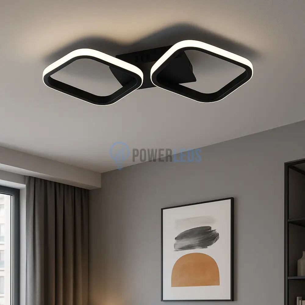 Lustra LED 1+1 Square Design Black Telecomanda 77206/2 powerleds.ro