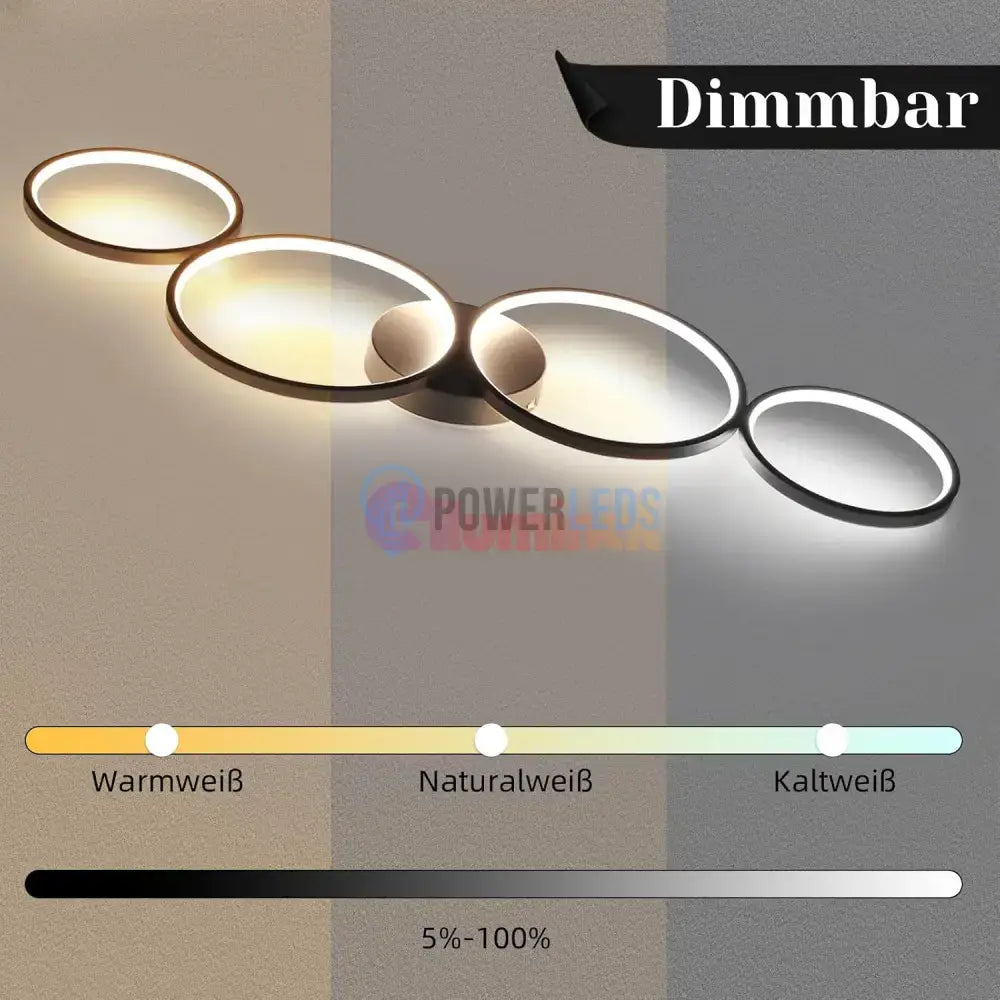 Lustra LED Modern Black 4 Rings Echivalent 600W Telecomanda powerleds.ro