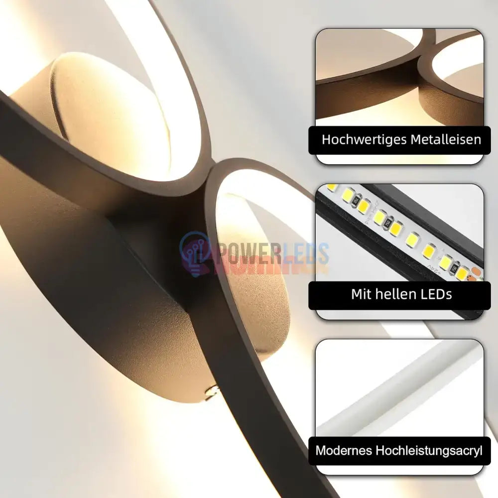 Lustra LED Modern Black 4 Rings Echivalent 600W Telecomanda powerleds.ro