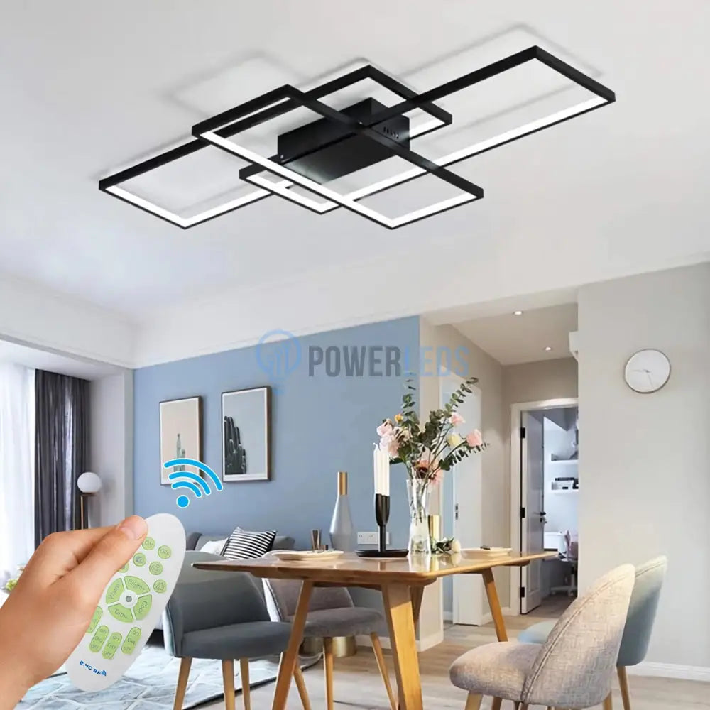 Lustra LED Modern Black Rectangle Echivalent 800W Telecomanda powerleds.ro