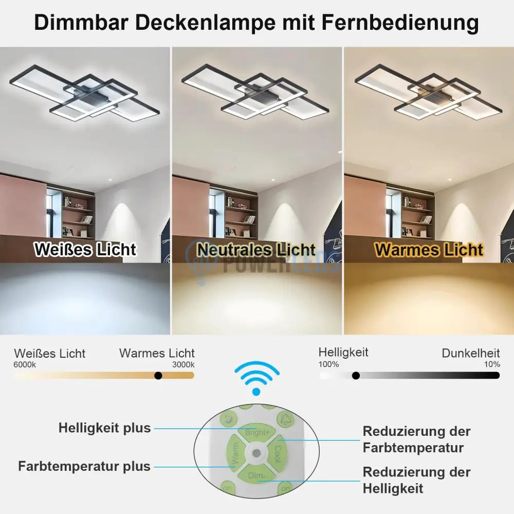 Lustra LED Modern Black Rectangle Echivalent 800W Telecomanda powerleds.ro