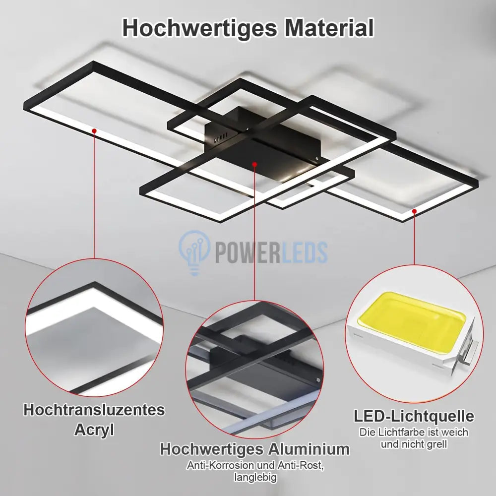 Lustra LED Modern Black Rectangle Echivalent 800W Telecomanda powerleds.ro