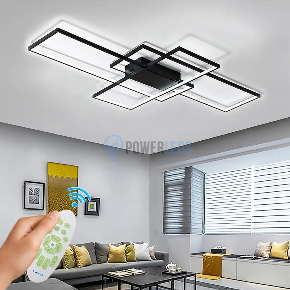Lustra LED Modern Black Rectangle Echivalent 800W Telecomanda powerleds.ro