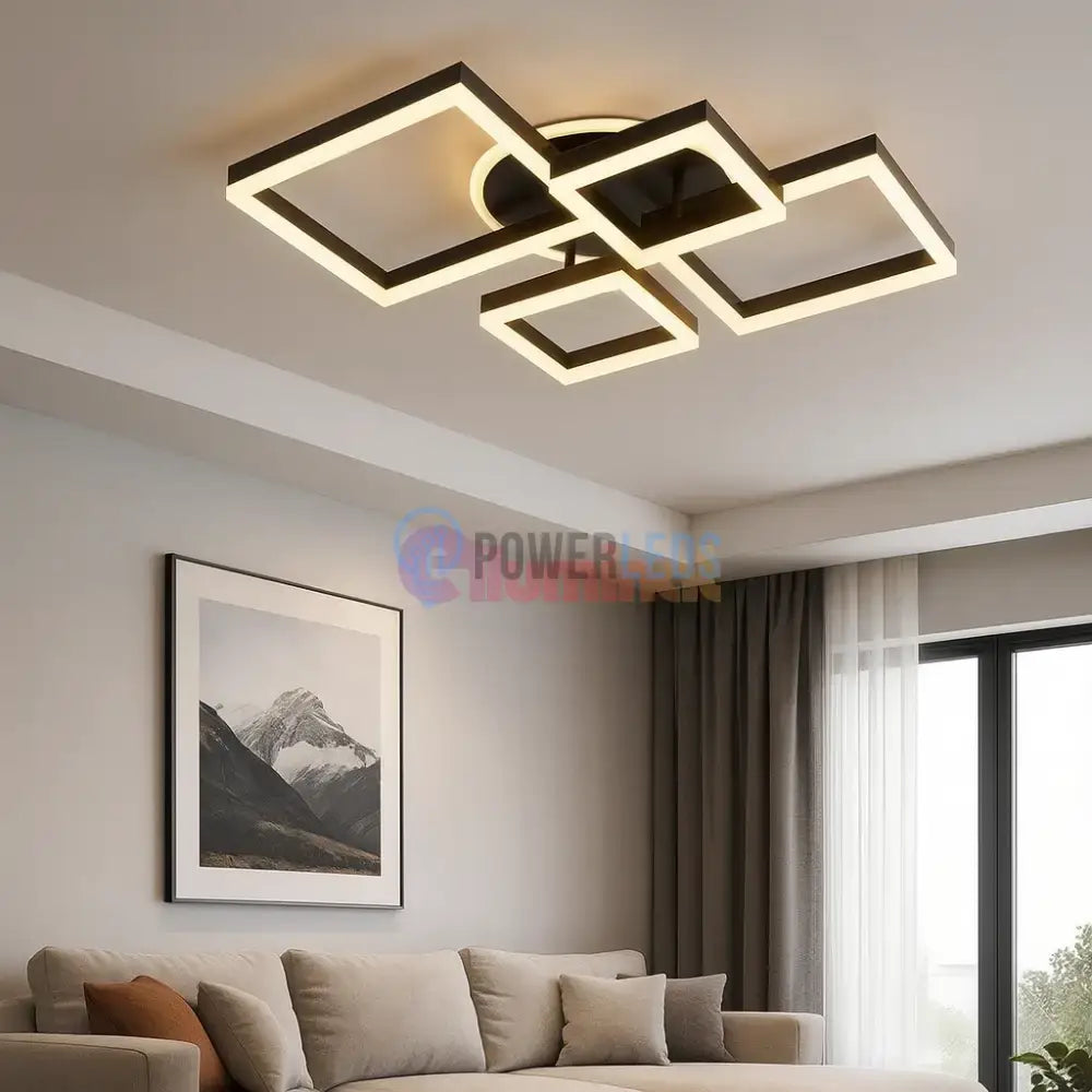 Lustra LED 2+2 SQUARE BLACK Telecomanda 240W 5190-2+2 BK powerleds.ro
